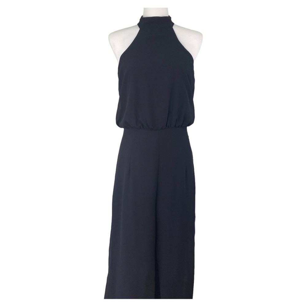 Lulu's Halter Wide-Leg Jumpsuit Black Chiffon Elegant/Glam/Chic Size M